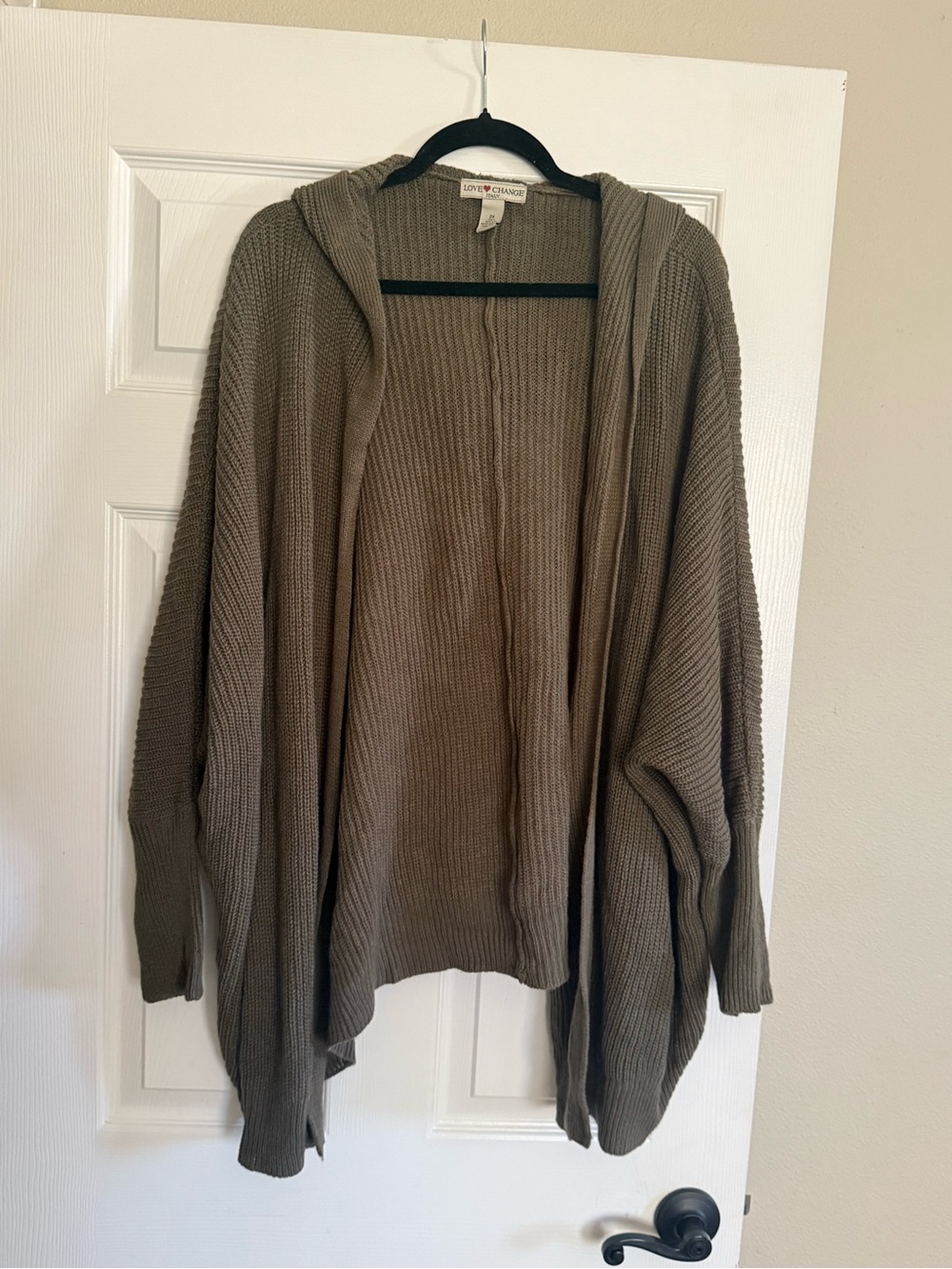 CHNGE Olive Hooded Open-Front Cardigan